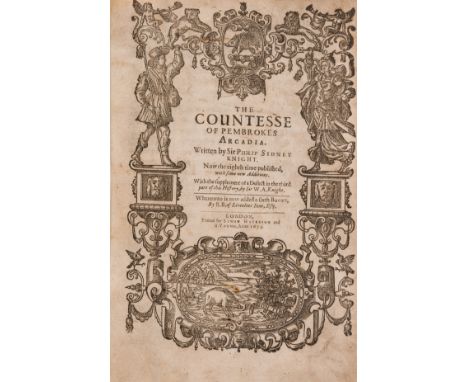 Sidney (Sir Philip) The Countesse of Pembrokes Arcadia, eighth edition, fine woodcut title, I4 torn with loss, final leaf wit
