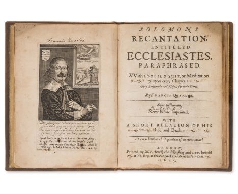 Quarles (Francis) Solomons Recantation, entituled Ecclesiastes Paraphrased, first edition, engraved portrait frontispiece, wo