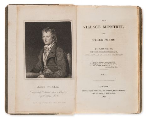 Clare (John) The Village Minstrel, and Other Poems, 2 vol., first edition, 4 pp. publisher's advertisements to vol.2, portrai