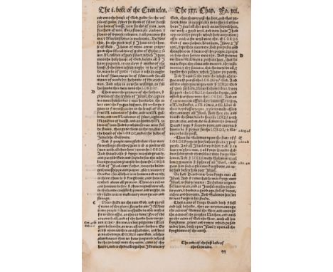 Bible, English .- A Leaf from the First Edition of the First Complete Bible in English The Coverdale Bible 1535, one of 425 c