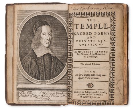 Herbert (George) The Temple. Sacred Poems, and Private Ejaculations, fourth edition, engraved portrait frontispiece (not call