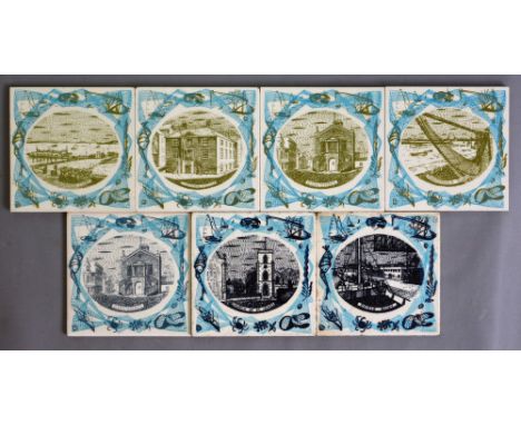 Bernard Charles - Carter & Co - Eight assorted 6in dust pressed screen printed tiles from the Dorset Scene series to include 