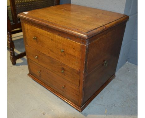  A 19th Century mahogany square commode the moulded edge top above two drawers, width 51cm