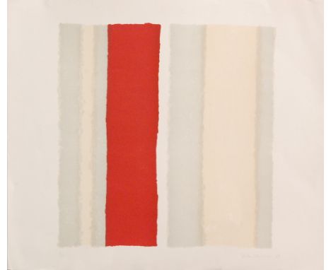 YUKO SHIRAISHI (CONTEMPOROARY) - Vertical stripes - red, grey and yellow, lithograpgh, signed in pencil and dated '89, number