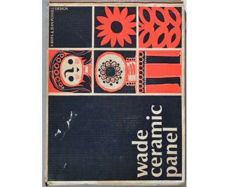 Rhys and Jean Powell - Wade (H&R Johnson) - Two panels formed from twelve 4in dust pressed tiles decorated with stylised flow