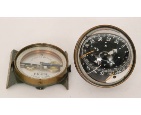 A German artillery compass by C.P Goerz Berlin BR.4704 Fussartillerie and a spherical compass by Silva Sweden (2)