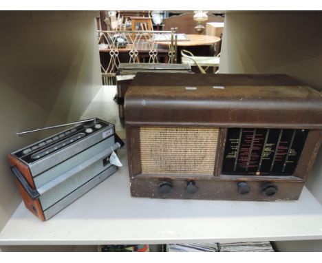 A vintage Pye valve radio and a Roberts portable radio