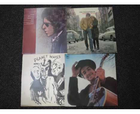 Four Bob Dylan vinyl LP records including Freewheelin'