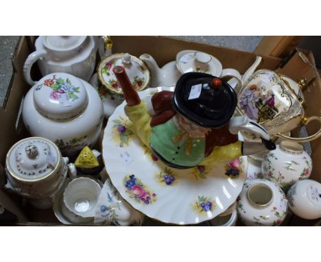 Ceramics - a Royal Albert Old Country Roses tea pot; others, Royal Doulton Mandalay, Staffordshire Toby peg leg, etc; a Crown