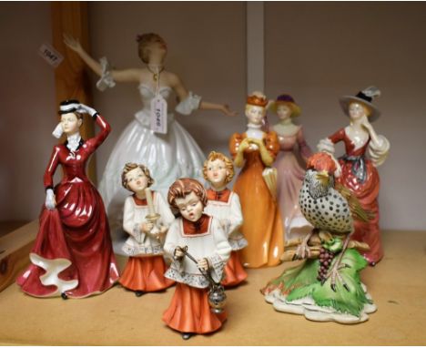 Ceramics - a Staffordshire Francesca Art China figure of a female, Lavinia; others, Jessica, Sarah, etc; a Wallendorf Porcela