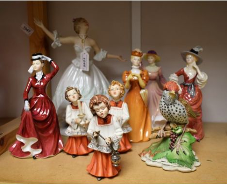 Ceramics - a Staffordshire Francesca Art China figure of a female, Lavinia; others, Jessica, Sarah, etc; a Wallendorf Porcela