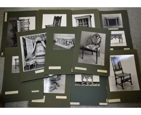 Antique Furniture and Design - a set of eleven b/w exhibition photographs, of 17th and 18th century English furniture, includ