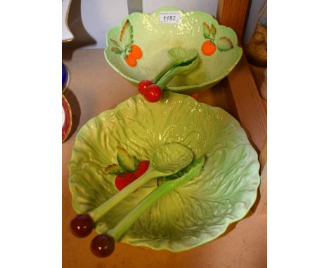 Two Carltonware salad bowls, both with servers