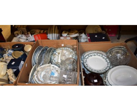 Ceramics and Glass - a part Victorian dinner service; another similar; a Denby Sahara tea set for six; a Stuart Crystal bowl;