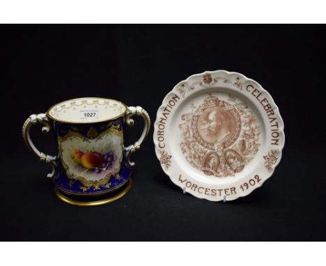 A Royal Worcester Coronation Celebration 1902 Plate, decorated with Edward VII and Alexandra and  Walter Holland and Mrs W Ho
