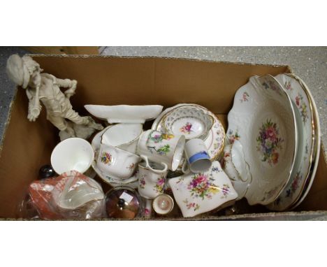 An Aynsley Howard Sprays pattern plate, other plates, pair of teacups, saucers, tea plates; trinket dish, candlestick, bowls;