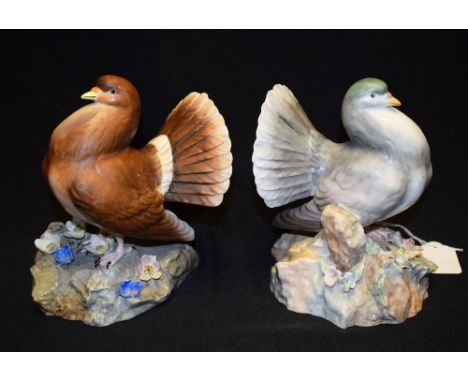 A Royal Crown Derby model of a Fantail Pigeon, second quality; another, Pigeon (2)