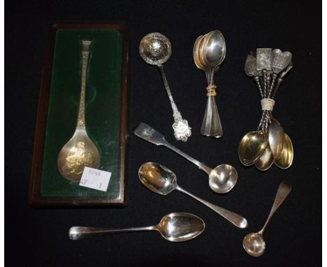 A late Victorian set of six silver teaspoons, the novelty terminals as card suites and picture playing cards, Birmingham 1892