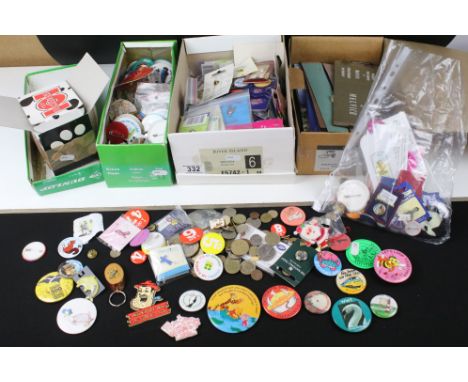 A large collection of enamel and button badges to include souvenir and advertising examples together with a collection of lea