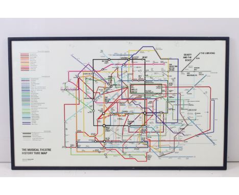 21st century The Musical Theatre History Tube Map, created by John Howrey, 53.5 x 90cm, framed and glazed
