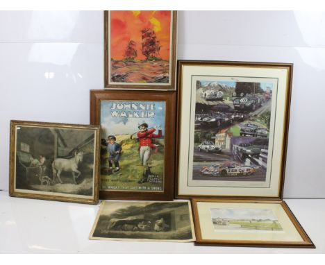 George R Deakins, galleons at sea, impasto oil on board, signed lower left, artist's label verso, 49.5 x 37cm, framed, Nichol