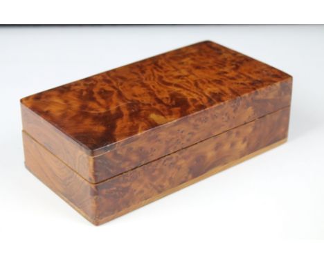 Mid 20th Century burr walnut jewellery trinket box, measures 16cm approx&nbsp;