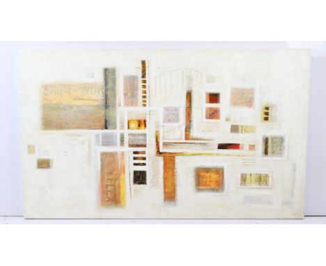 Debby Waters, abstract street study titled 'City Lines', impasto oil on board, signed lower right, artist's name and title in
