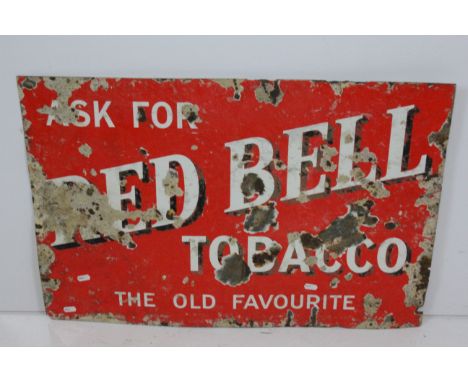 'Ask for Red Bell Tobacco The Old Favourite' enamel sign, 51cm x 76cm