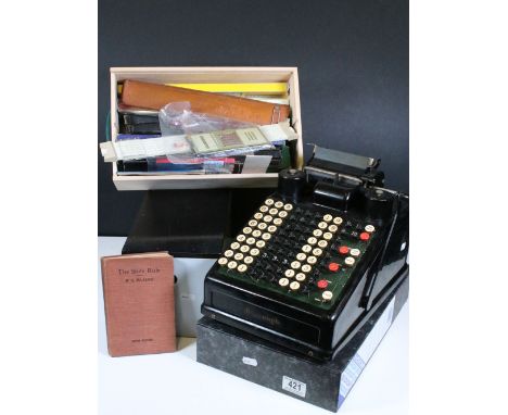 Collection of mixed collectables to include mainly mixed calculators and mixed rulers including boxed Unique Universal Slide 