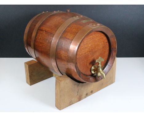 WWII Air Ministry oak and brass brandy barrel, No: 6353