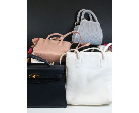 Collection of various handbags and shoes to include Giorgio Armani, Russell &amp; Bromley, Gucci, Gina, Holland &amp; Holland