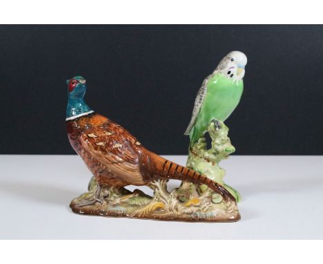 Two Beswick ceramic birds to include No. 1217 Green Budgie and No. 1226 Pheasant, both stamped Beswick England