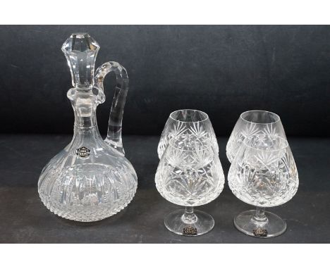 French Saint Louis crystal decanter together with four brandy glasses 