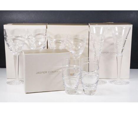 Jasper Conran at Stuart crystal 'Aura' design glasses to include long drink, wine and goblet examples and champagne flutes (4