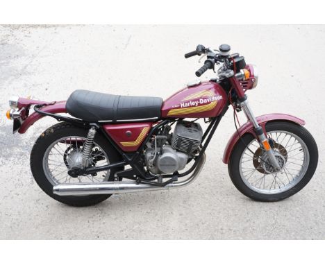 Harley Davidson (AMF) SS 250CC motorcycle, 1976, single cylinder 2-stroke engine with rear suspension, mileage unverified 821