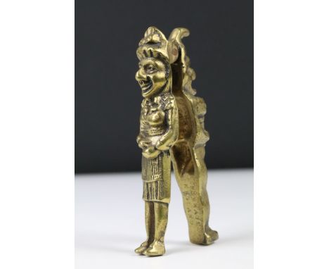 Vintage brass nutcracker cast as Mr Punch and Judy, 12cm long