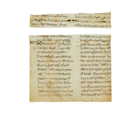 Two fragments of John Chrysostom, Homilies on Matthew, in Beneventan minuscule, in Latin, manuscript in Latin on parchment [I