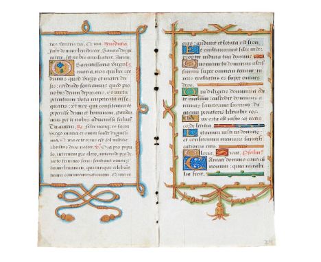 Bifolium from a Renaissance Book of Hours, in Latin, illuminated manuscript on parchment [France (probably Paris), c. 1520] T