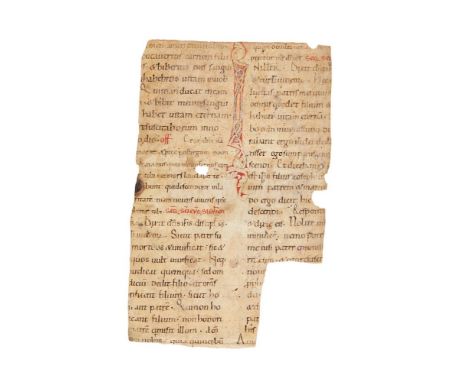Cutting from a Lectionary with a Romanesque initial with bird heads, manuscript in Latin on parchment [probably northern Germ