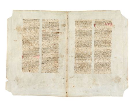 Bifolium from Gerard of Cremona (also de Sabloneta), Practica Joannis Serapionis, a Latin translation of Serapion’s medical h