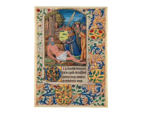 Job on the Dungheap, large miniature on a leaf from a Book of Hours, in Latin, illuminated manuscript on parchment [France (P