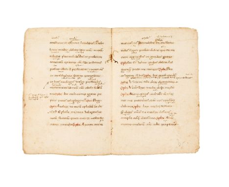 Substantial fragment of a codex of Ugolinus Pisanus, Philogenia, in Latin, manuscript on paper with an apparently unrecorded 