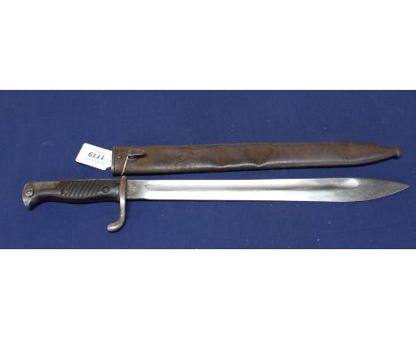 A German 2nd model 1898/05 bayonet with scabbard, blade marked Rich.A.Herder Solingen and 16 (1916), also has the 'Durkopp' t