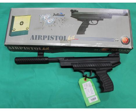 A Hatsan .177 cal air pistol in original box with 'kit', as a post 1939 air weapon the restrictions of the Crime Reduction Ac