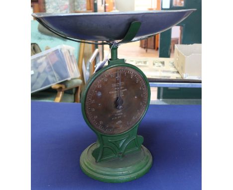 A pair of Salter scales with matching numbered pan, dial dated 1940 with broad arrow