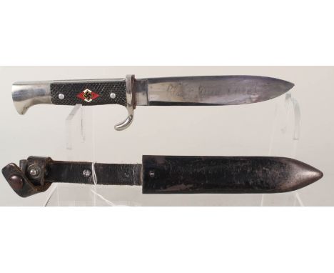 A German Third Reich era Hitler youth knife, with blade moto and R.Z.M. M7/51 1937, complete with scabbard, a very good clean