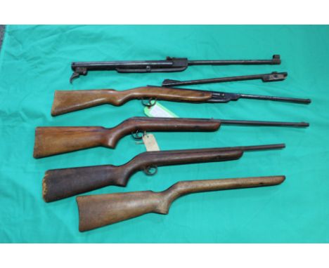 A quantity of air rifles and spare parts including B.S.A. and Webley examples (all as found), as a post 1939 air weapon the r