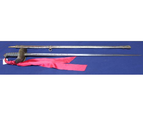 A British 1897 Officers light weight 'picquet' sword with scabbard, blade with Edward VII cypher (N.B. both sword and scabbar