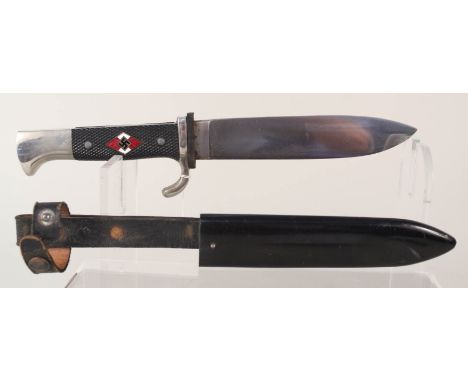 A German Hitler youth knife with blade marked with R.Z.M. M7/51/41, complete with scabbard