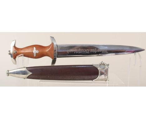 A Third Reich era S.A. dress dagger, blade R.Z.M. marked (M7/1) for maker Gebruder Christians, Christianswerk Solingen, scabb